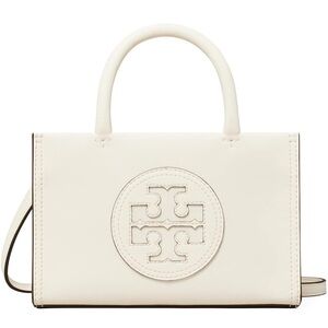 Tory Burch Cream Leather Top-Handle Satchel with Logo Medallion